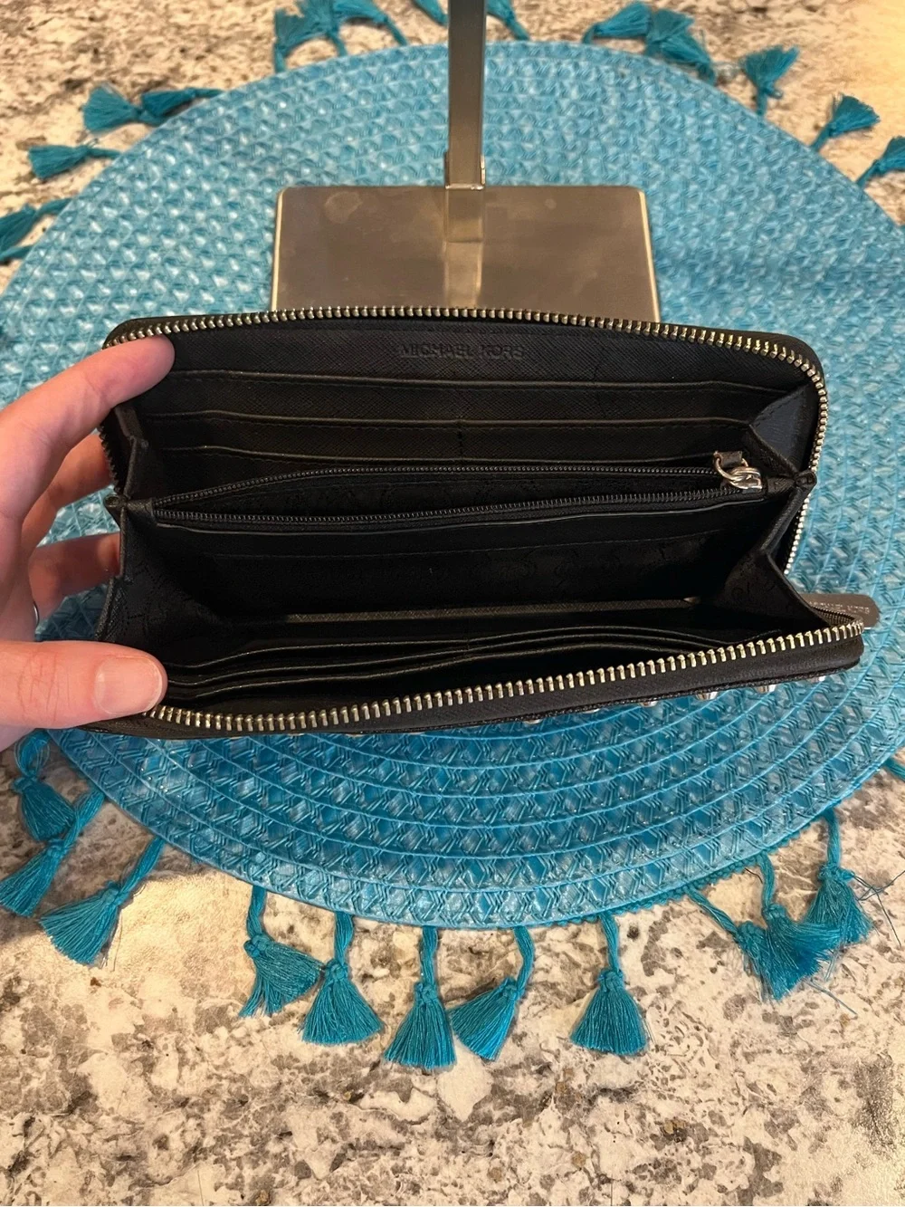 Michael Kors Studded Zip Around Long Wallet